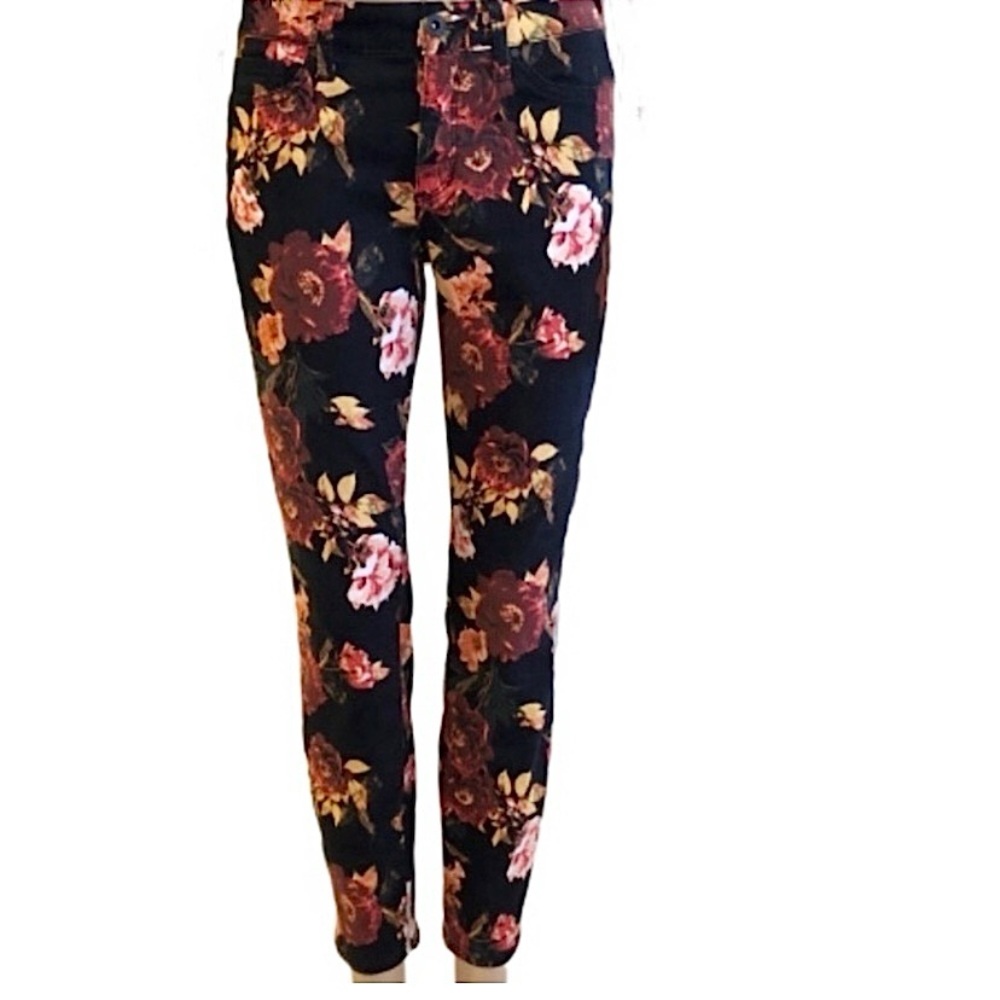 a.n.a skinny ankle jeans black with leaves Sz.6P